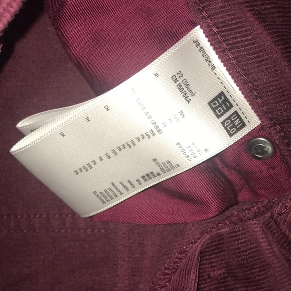 UNIQLO - Corduroy Maroon Pants - SZ 22 - Picture 2 of 3